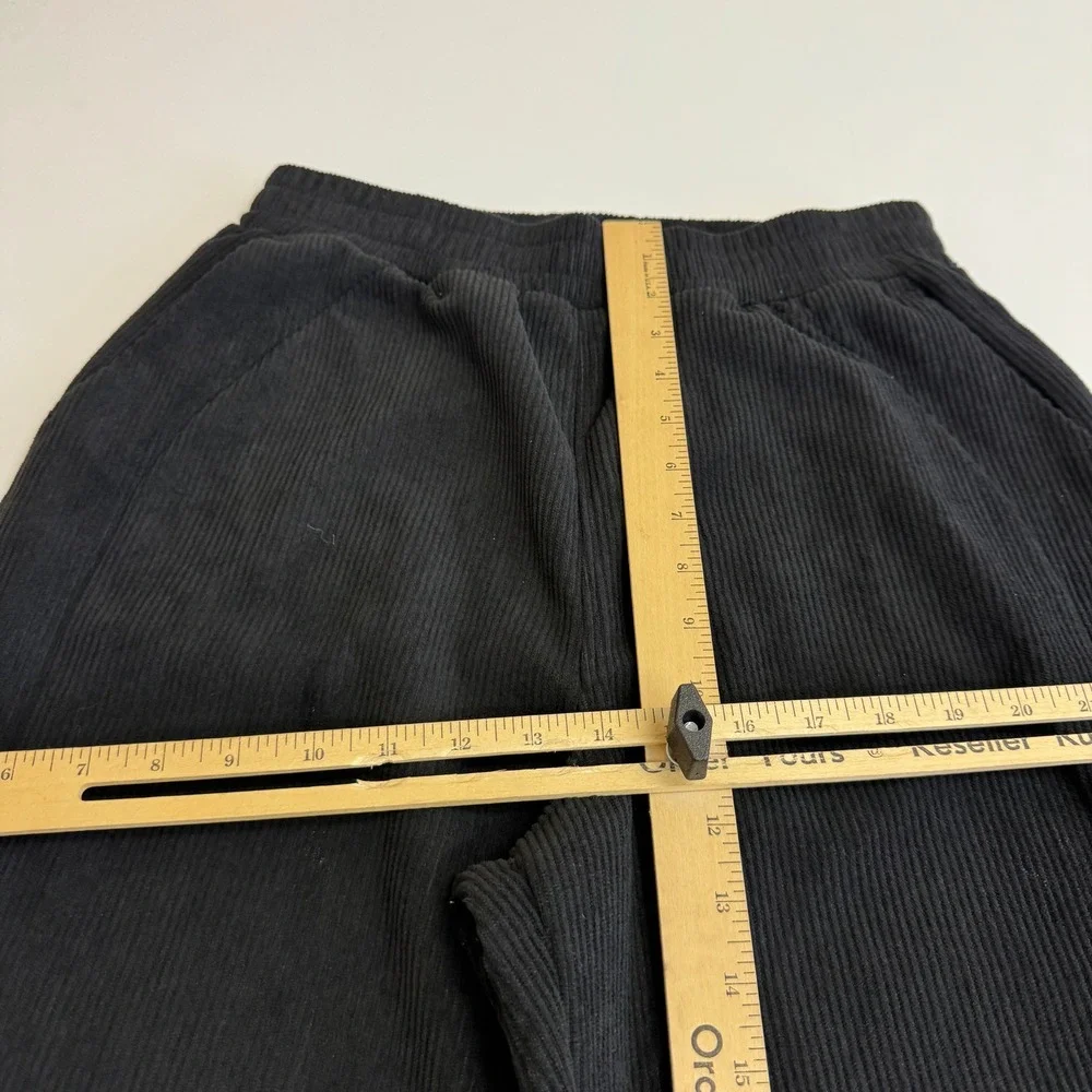 Halara Pants Womens Small Tall Black Corduroy Wide Leg High Waisted Casual - Picture 7 of 8